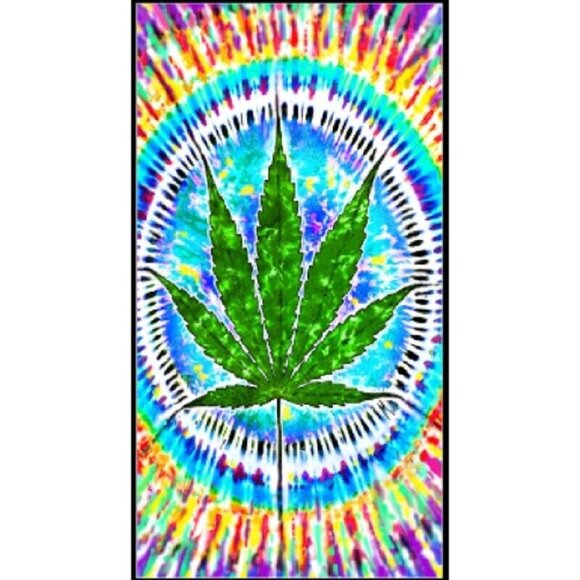 30x60 in Pot Leaf Tie Dye New Bath Beach Pool Gift Towel Marijuana Smoke Weed - Picture 1 of 2